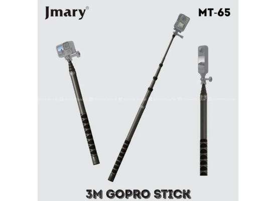Jmary MT-65 Carbon Fiber Invisible Ultra Long Extension Pole Stick for Action Camera 3 Meter - Black